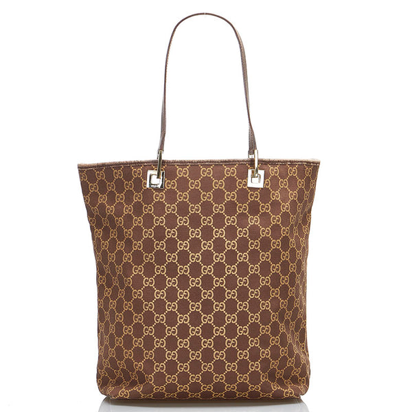 グッチ GGキャンバス ハンドバッグ トートバッグ 3444 ブラウン キャンバス レザー レディース GUCCI 【中古】