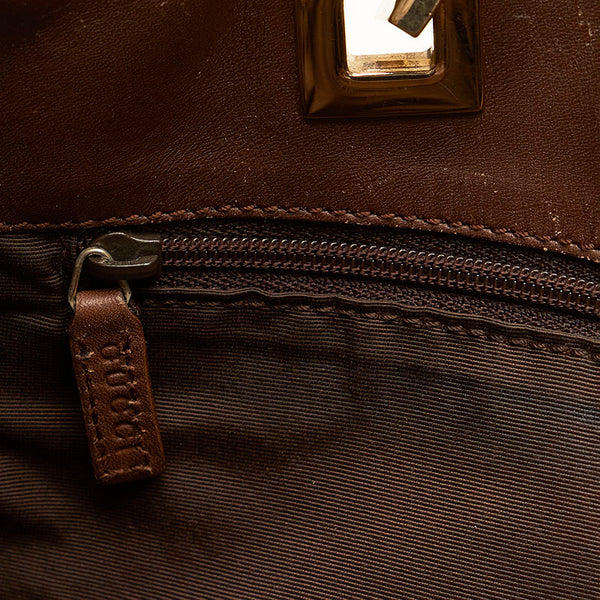 グッチ GGキャンバス ハンドバッグ トートバッグ 3444 ブラウン キャンバス レザー レディース GUCCI 【中古】