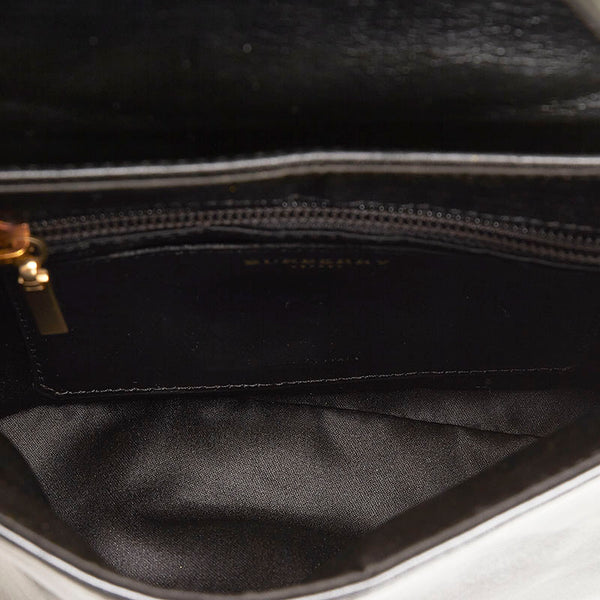 バーバリー チェック ハンドバッグ ブラック ベージュ レザー レディース BURBERRY 【中古】