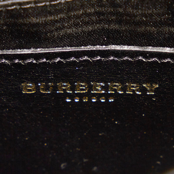 バーバリー チェック ハンドバッグ ブラック ベージュ レザー レディース BURBERRY 【中古】