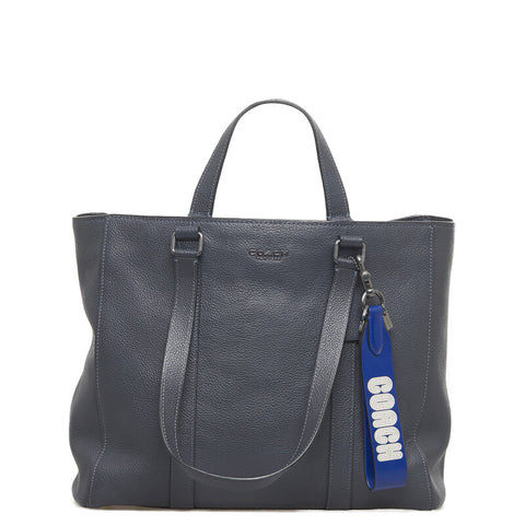 コーチ ハドソン ダブルハンドル ハンドバッグ トートバッグ C8157 ネイビー レザー メンズ COACH 【中古】