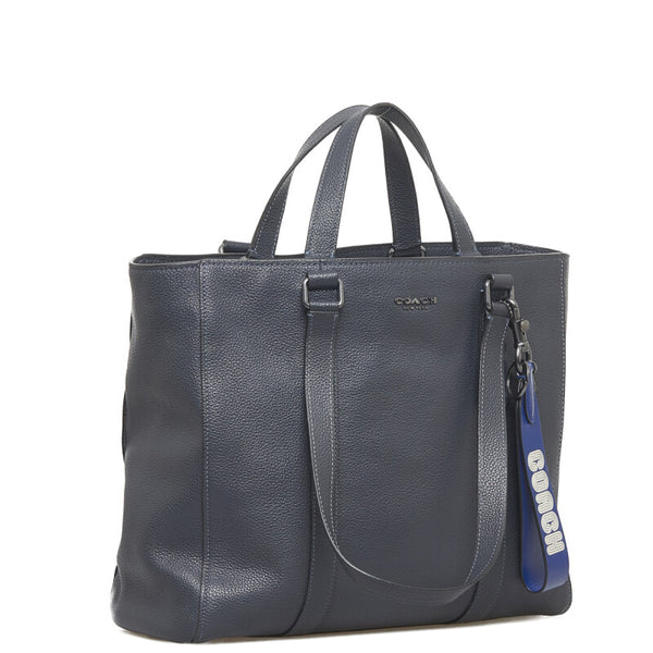 コーチ ハドソン ダブルハンドル ハンドバッグ トートバッグ C8157 ネイビー レザー メンズ COACH 【中古】