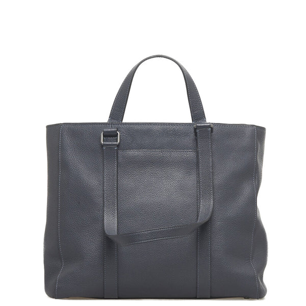 コーチ ハドソン ダブルハンドル ハンドバッグ トートバッグ C8157 ネイビー レザー メンズ COACH 【中古】