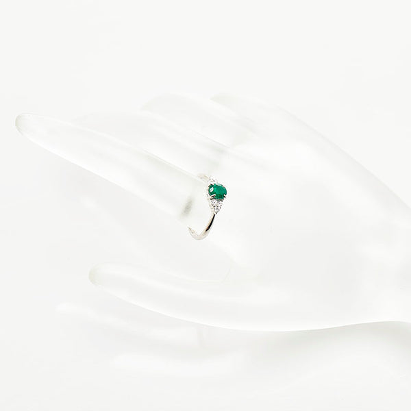 Pt900 プラチナ エメラルド0.73ct ダイヤ0.13ct リング 指輪 レディース 12.5号 【中古】