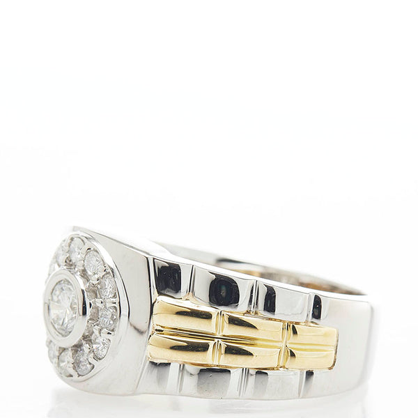 Pt900 プラチナ K18 ゴールド コンビ ダイヤ0.56ct リング 指輪 レディース 16.5号 【中古】