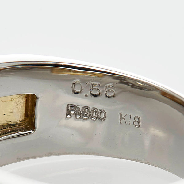 Pt900 プラチナ K18 ゴールド コンビ ダイヤ0.56ct リング 指輪 レディース 16.5号 【中古】