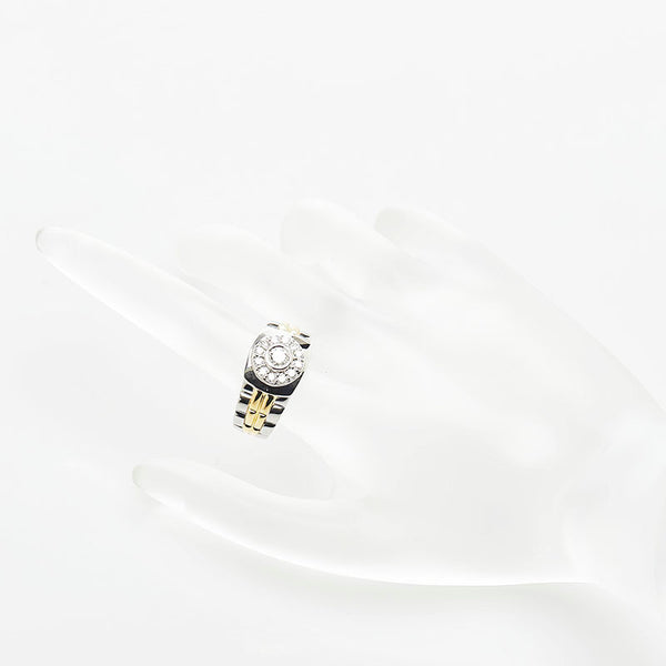 Pt900 プラチナ K18 ゴールド コンビ ダイヤ0.56ct リング 指輪 レディース 16.5号 【中古】