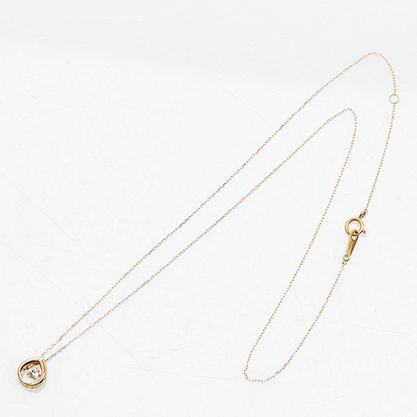 K18PG ピンクゴールド ダイヤ0.08ct ペンダントネックレス レディース 【中古】