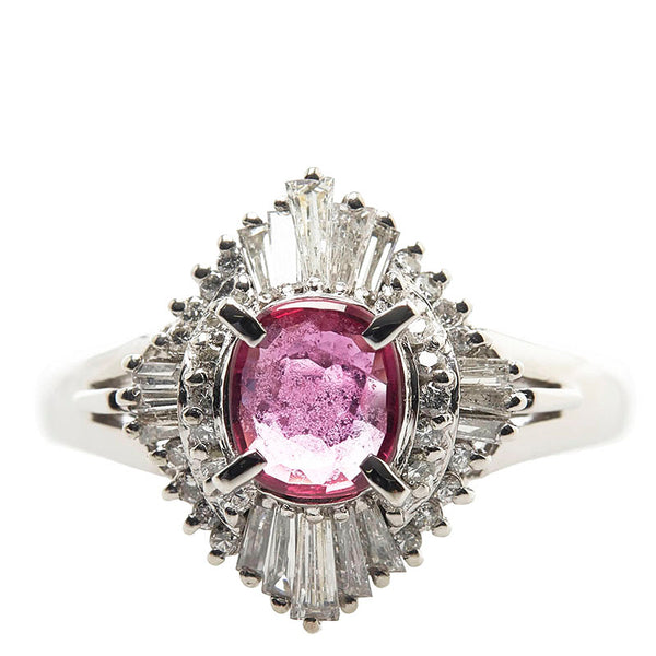 Pt900 プラチナ ルビー0.75ct ダイヤ0.53ct リング 指輪 レディース 14号 【中古】