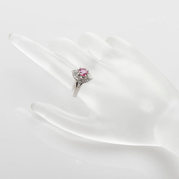 Pt900 プラチナ ルビー0.75ct ダイヤ0.53ct リング 指輪 レディース 14号 【中古】