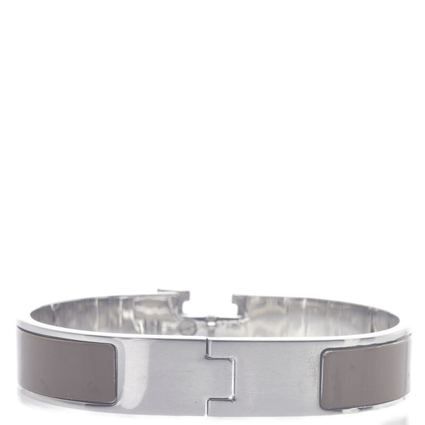 エルメス クリッククラックPM バングル ブレスレット シルバー ベージュ メタル レディース HERMES 【中古】