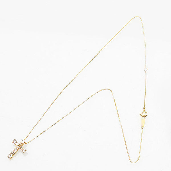 K18YG イエローゴールド ダイヤ1.00ct クロス ペンダントネックレス レディース 【中古】