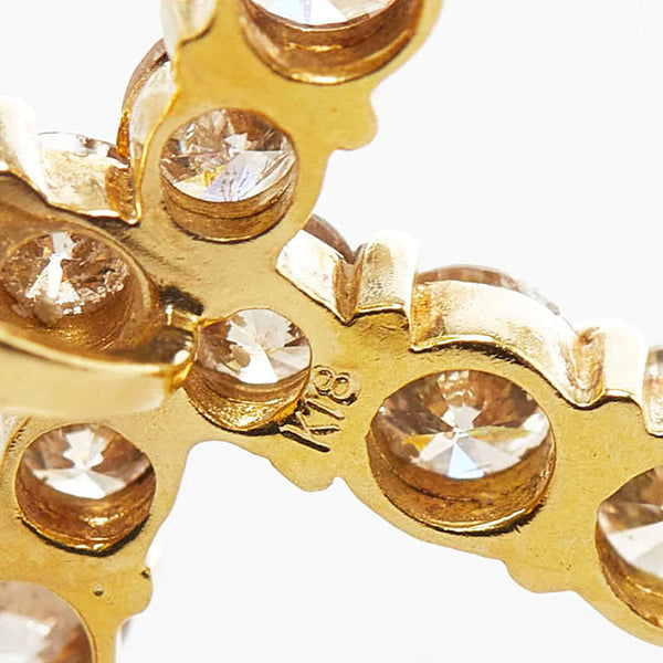 K18YG イエローゴールド ダイヤ1.00ct クロス ペンダントネックレス レディース 【中古】