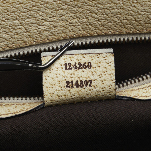 グッチ GGキャンバス ハンドバッグ 124260 ベージュ ホワイト キャンバス レザー レディース GUCCI 【中古】