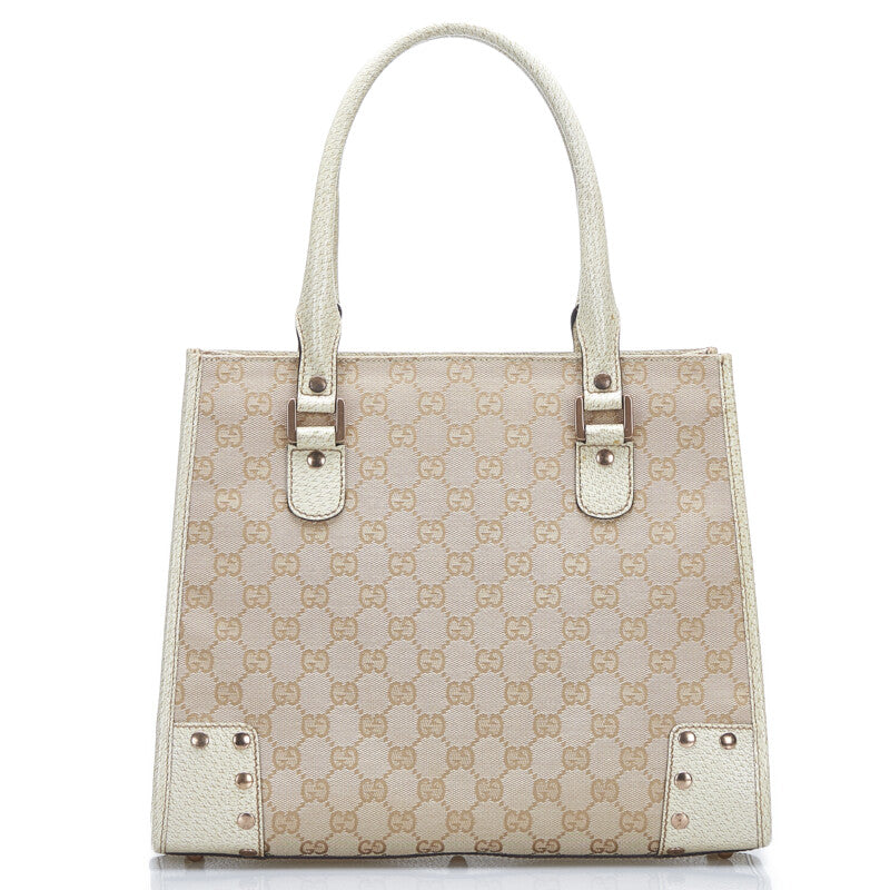 グッチ GGキャンバス ハンドバッグ 124260 ベージュ ホワイト キャンバス レザー レディース GUCCI 【中古】