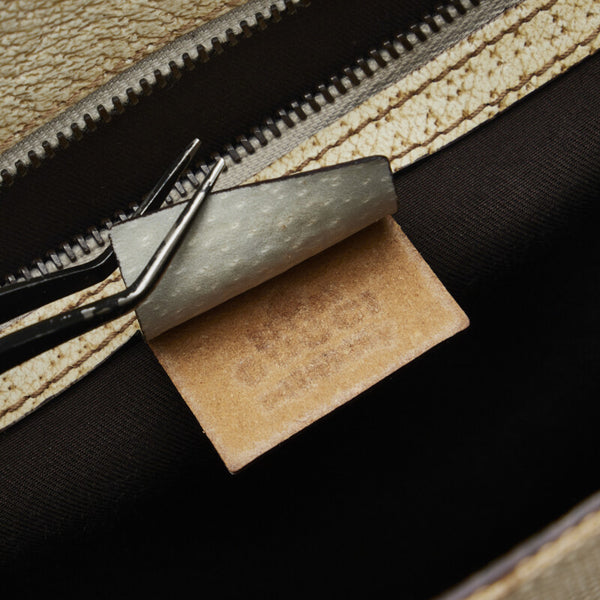グッチ GGキャンバス ハンドバッグ 124260 ベージュ ホワイト キャンバス レザー レディース GUCCI 【中古】