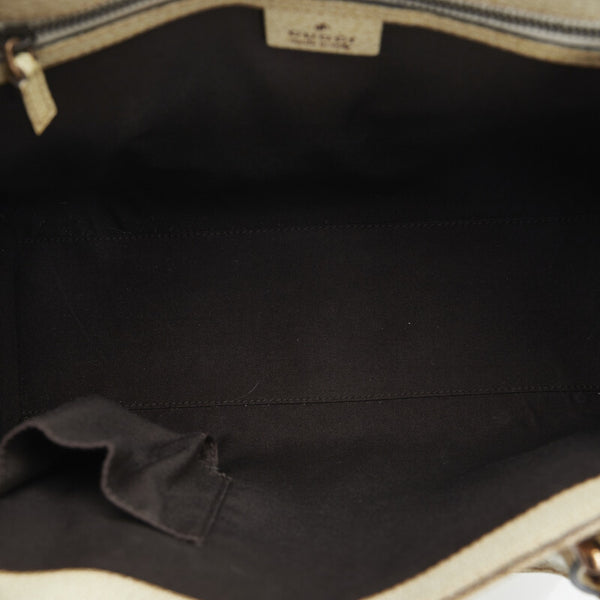 グッチ GGキャンバス ハンドバッグ 124260 ベージュ ホワイト キャンバス レザー レディース GUCCI 【中古】