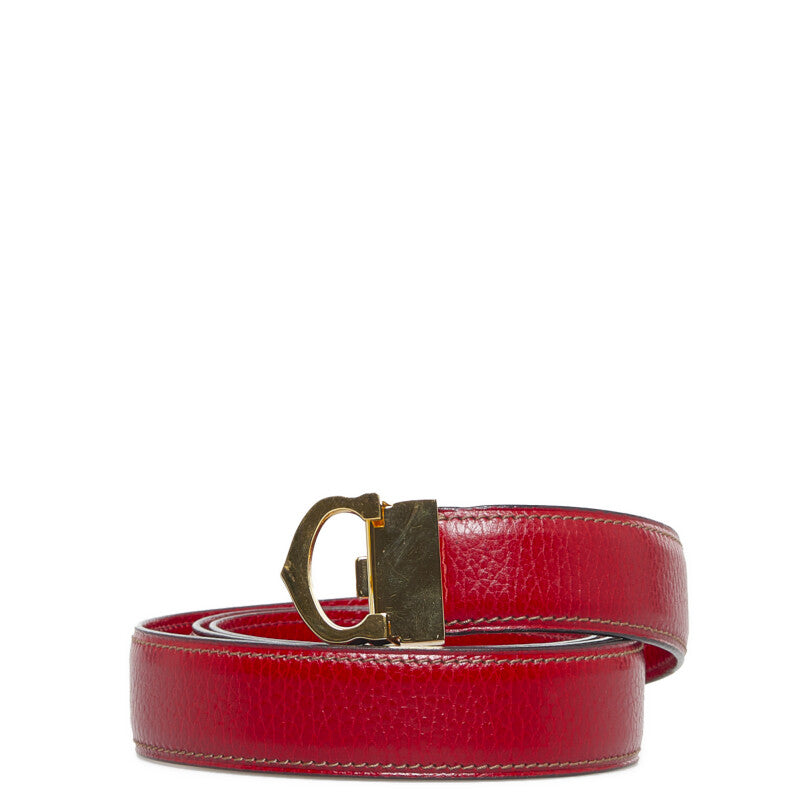 カルティエ マストライン ベルト レッド レザー レディース CARTIER 【中古】