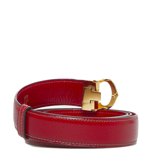 カルティエ マストライン ベルト レッド レザー レディース CARTIER 【中古】