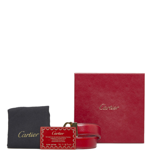 カルティエ マストライン ベルト レッド レザー レディース CARTIER 【中古】