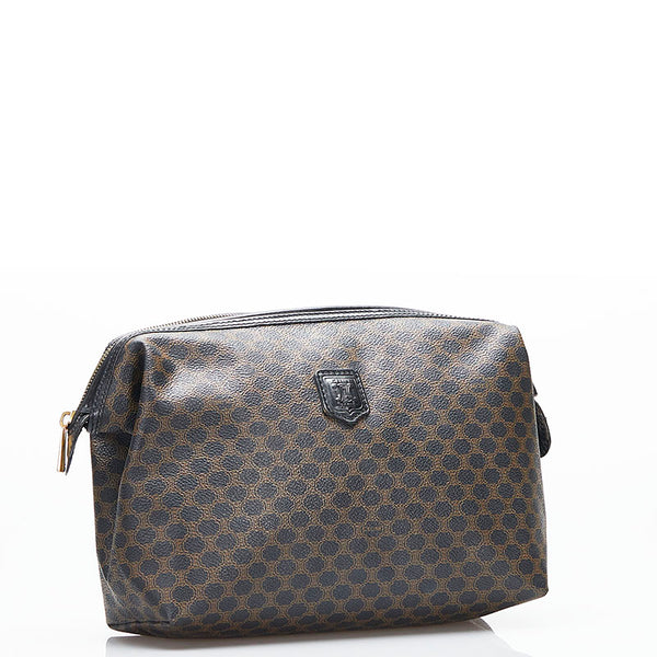セリーヌ マカダム ポーチ ブラウン PVC レザー レディース CELINE 【中古】