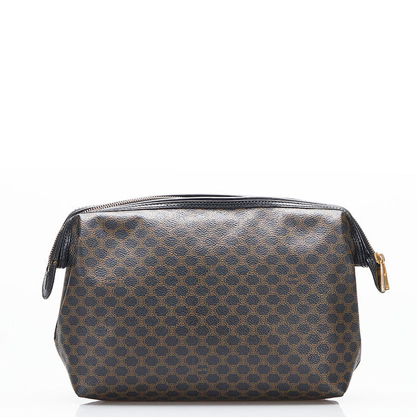 セリーヌ マカダム ポーチ ブラウン PVC レザー レディース CELINE 【中古】