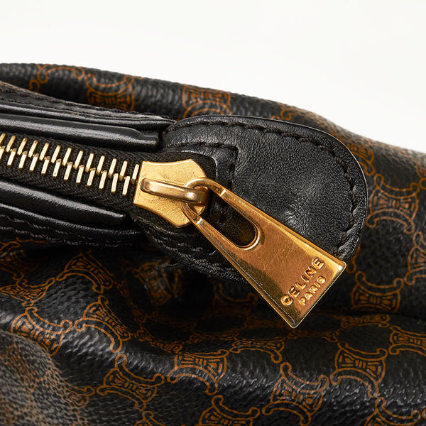 セリーヌ マカダム ポーチ ブラウン PVC レザー レディース CELINE 【中古】