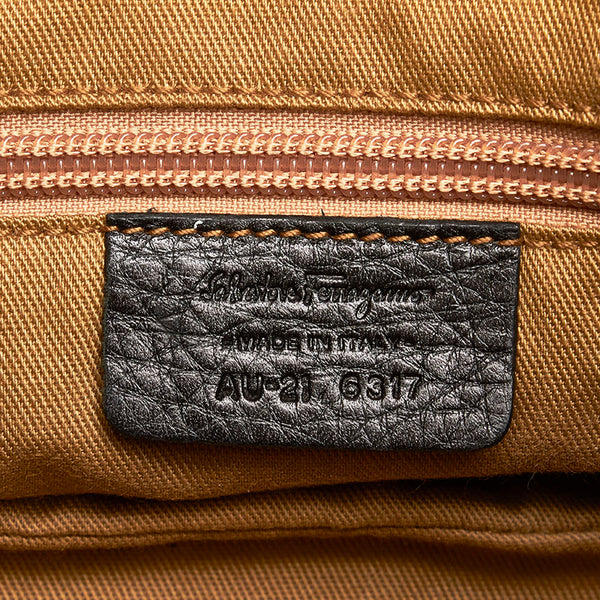 サルヴァトーレフェラガモ ガンチーニ ハンドバッグ AU-21 6317 ブラック レザー レディース Salvatore Ferragamo 【中古】