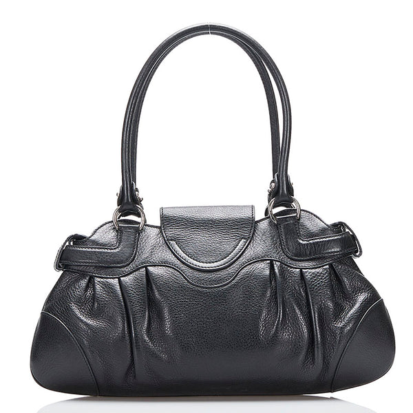 サルヴァトーレフェラガモ ガンチーニ ハンドバッグ AU-21 6317 ブラック レザー レディース Salvatore Ferragamo 【中古】