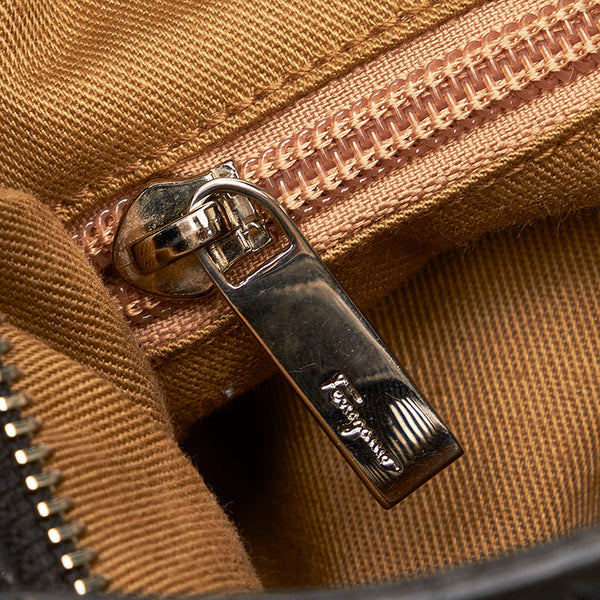 サルヴァトーレフェラガモ ガンチーニ ハンドバッグ AU-21 6317 ブラック レザー レディース Salvatore Ferragamo 【中古】