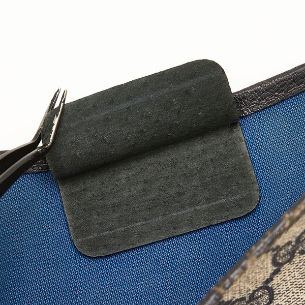 グッチ GGスプリーム オールドグッチ シェリーライン トートバッグ 16 002 4487 ネイビー グレー PVC レザー レディース GUCCI 【中古】