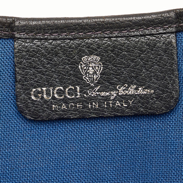 グッチ GGスプリーム オールドグッチ シェリーライン トートバッグ 16 002 4487 ネイビー グレー PVC レザー レディース GUCCI 【中古】