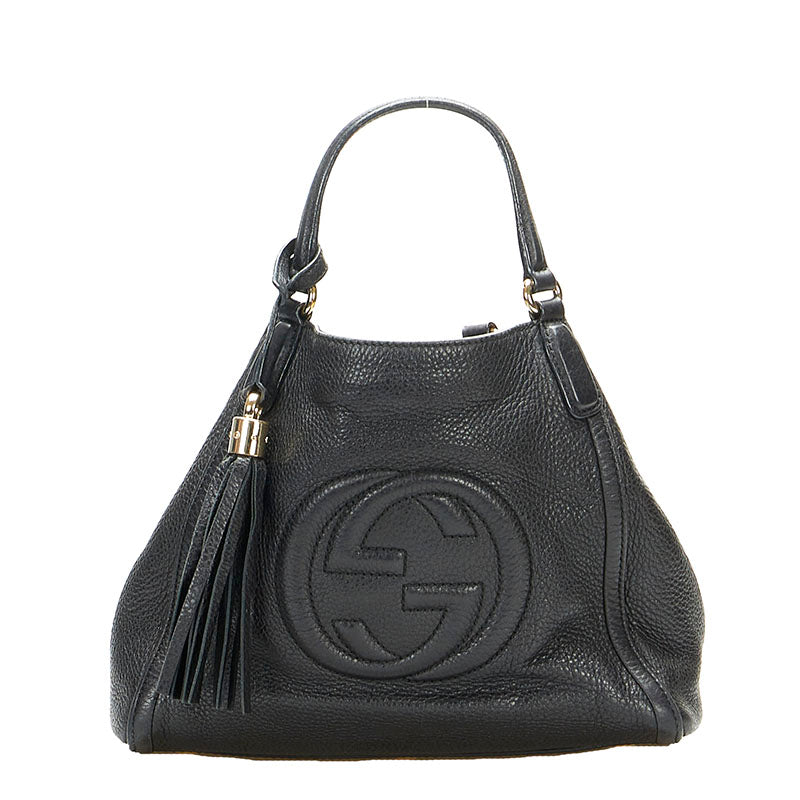 グッチ ソーホー フリンジ ハンドバッグ 336751 ブラック レザー レディース GUCCI 【中古】