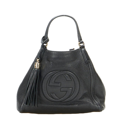 グッチ ソーホー フリンジ ハンドバッグ 336751 ブラック レザー レディース GUCCI 【中古】