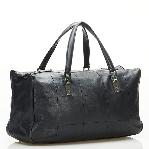 シャネル チョコバー ココマーク ハンドバッグ ボストンバッグ ブラック レザー レディース CHANEL 【中古】