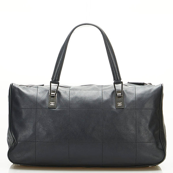 シャネル チョコバー ココマーク ハンドバッグ ボストンバッグ ブラック レザー レディース CHANEL 【中古】