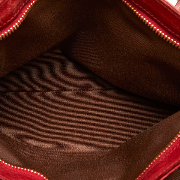 サルヴァトーレフェラガモ ガンチーニ ハンドバッグ ショルダーバッグ 2WAY AB-21E163 レッド ナイロン レザー レディース Salvatore Ferragamo 【中古】