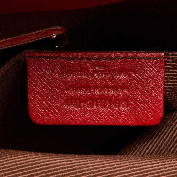 サルヴァトーレフェラガモ ガンチーニ ハンドバッグ ショルダーバッグ 2WAY AB-21E163 レッド ナイロン レザー レディース Salvatore Ferragamo 【中古】