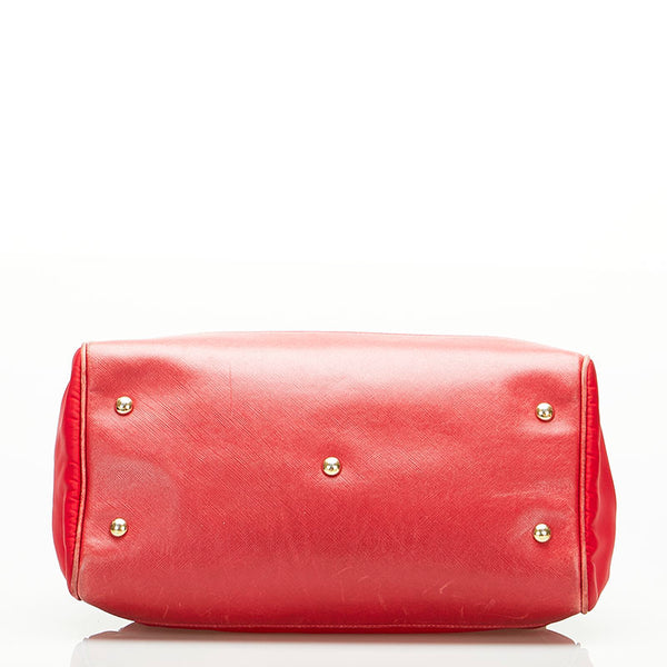 サルヴァトーレフェラガモ ガンチーニ ハンドバッグ ショルダーバッグ 2WAY AB-21E163 レッド ナイロン レザー レディース Salvatore Ferragamo 【中古】