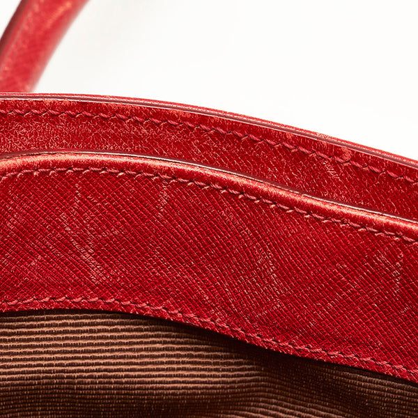 サルヴァトーレフェラガモ ガンチーニ ハンドバッグ ショルダーバッグ 2WAY AB-21E163 レッド ナイロン レザー レディース Salvatore Ferragamo 【中古】