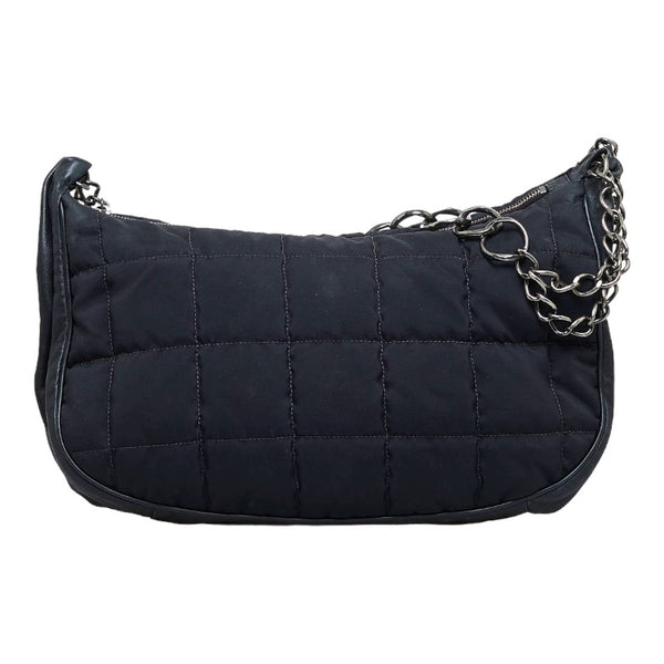 シャネル ココマーク ワンショルダーバッグ ハンドバッグ ブラック シルバー ナイロン レザー レディース CHANEL 【中古】