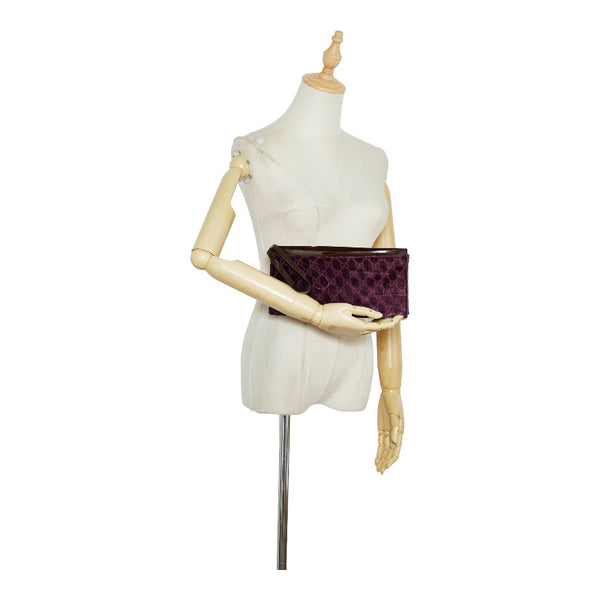 グッチ クラッチバッグ 004 2046 0636 パープル スウェード エナメル レディース GUCCI 【中古】