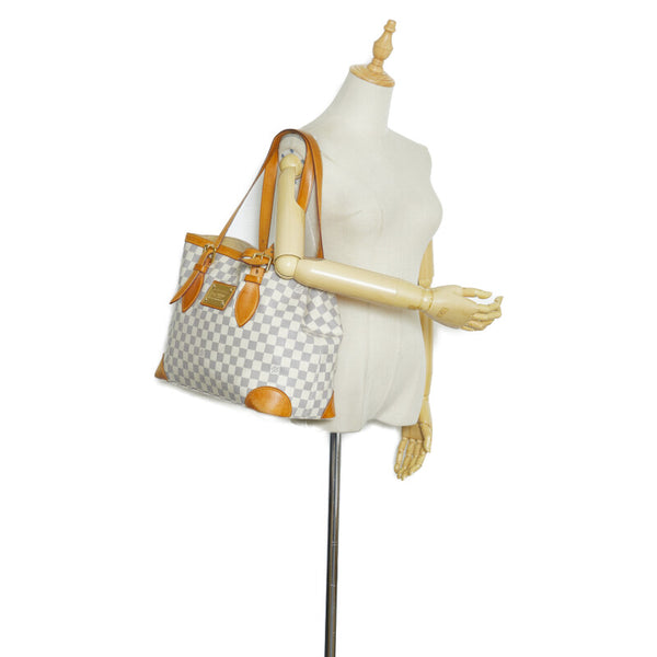 ルイ ヴィトン ダミエ アズール ハムステッドMM ショルダーバッグ トートバッグ N51206 ホワイト PVC レザー レディース LOUIS VUITTON 【中古】