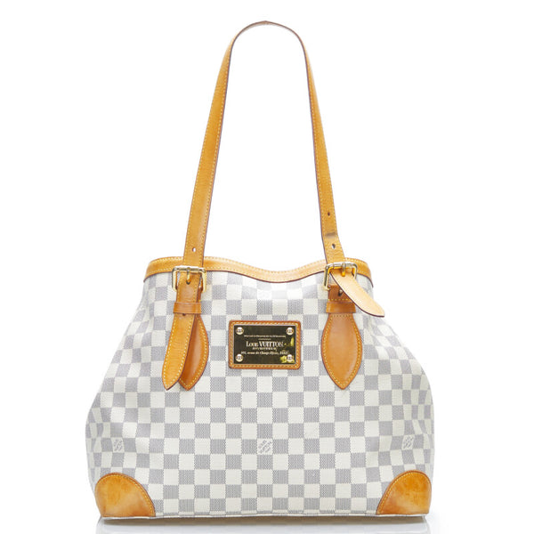 ルイ ヴィトン ダミエ アズール ハムステッドMM ショルダーバッグ トートバッグ N51206 ホワイト PVC レザー レディース LOUIS VUITTON 【中古】