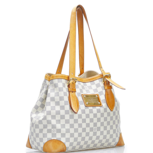 ルイ ヴィトン ダミエ アズール ハムステッドMM ショルダーバッグ トートバッグ N51206 ホワイト PVC レザー レディース LOUIS VUITTON 【中古】