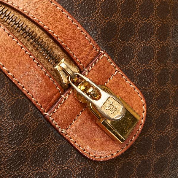 セリーヌ マカダム ボストンバッグ ブラウン PVC レザー レディース CELINE 【中古】