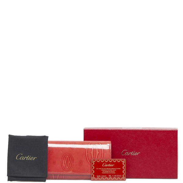 カルティエ ハッピーバースデー 長財布 ピンク エナメル レディース CARTIER 【中古】