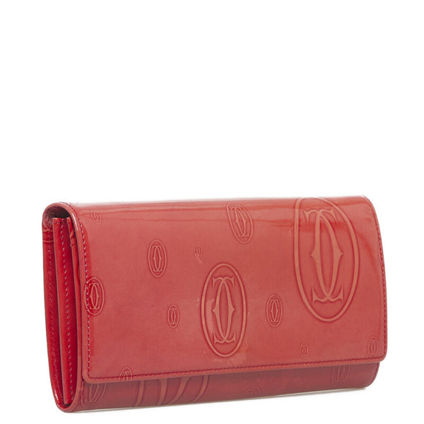 カルティエ ハッピーバースデー 長財布 ピンク エナメル レディース CARTIER 【中古】
