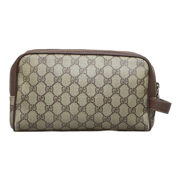 グッチ GGスプリーム セカンドバッグ 014.58.6086 ブラウン PVC レザー レディース GUCCI 【中古】