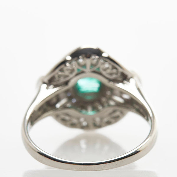 Pt900 プラチナ エメラルド0.36ct ダイヤ0.69ct リング 指輪 レディース 12号 【中古】